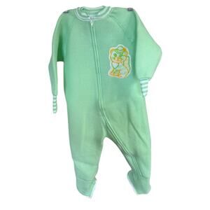 Vtg Toddletime Pajamas NWOT Jc Penney's Green 1.5 Years Fleece Footed Whimsical